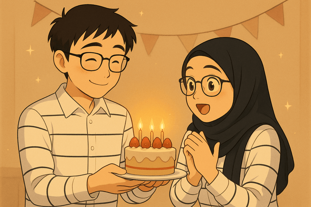 Dwiki and Silvia celebrating together