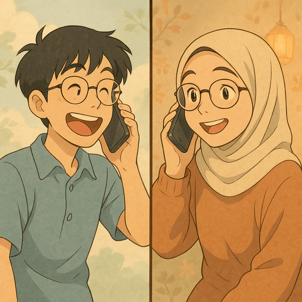 Dwiki and Silvia on a phone call