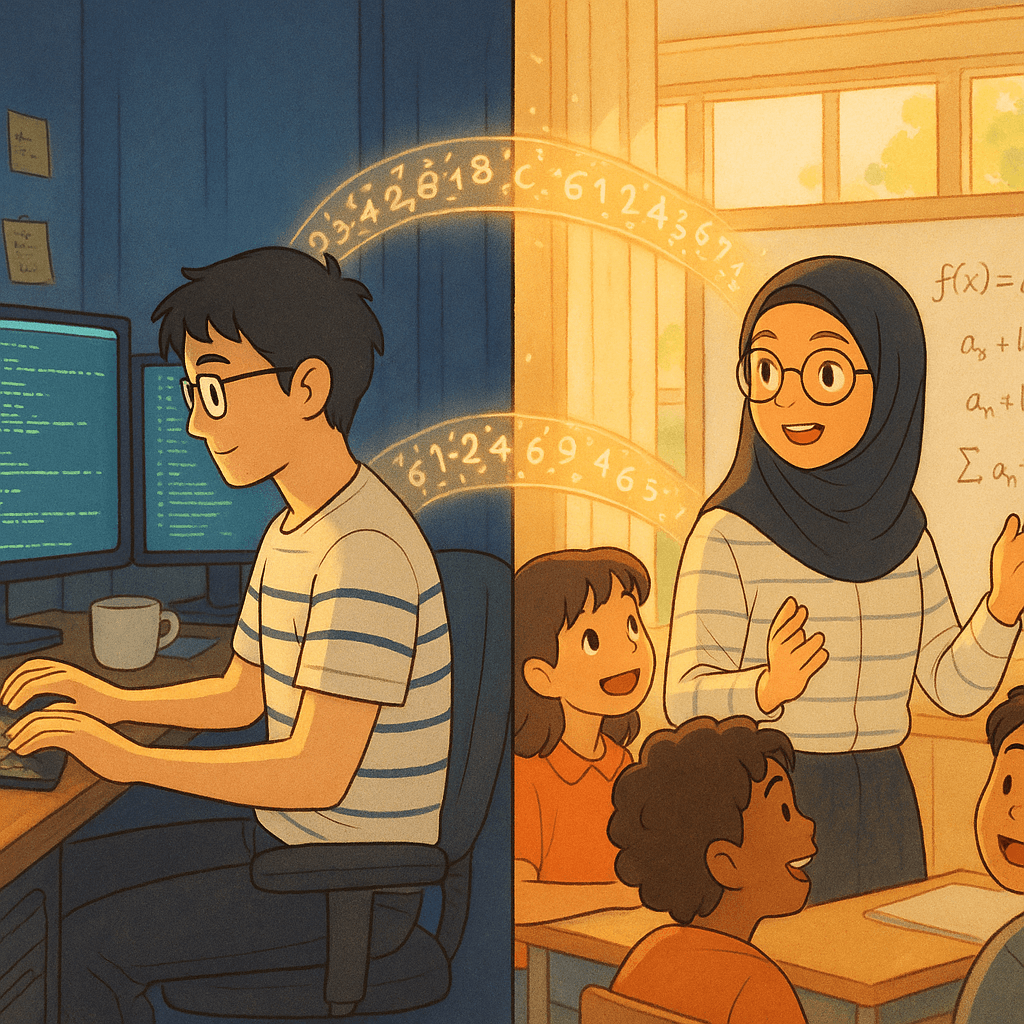 Dwiki as a software engineer and Silvia as a math teacher